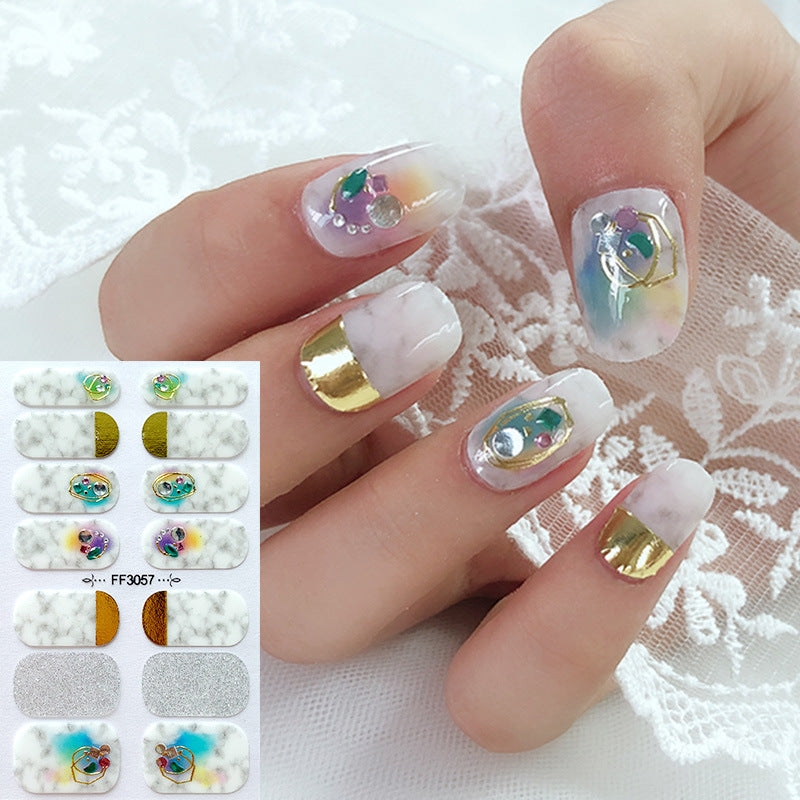 CWholesale 5D Imitation Diamond Nail Sticker Baking Free Gel Christmas Snowflake Elk Nail Sticker DIY Nail Stickers